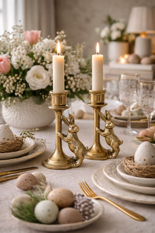 Gold Bunny Candle Holder